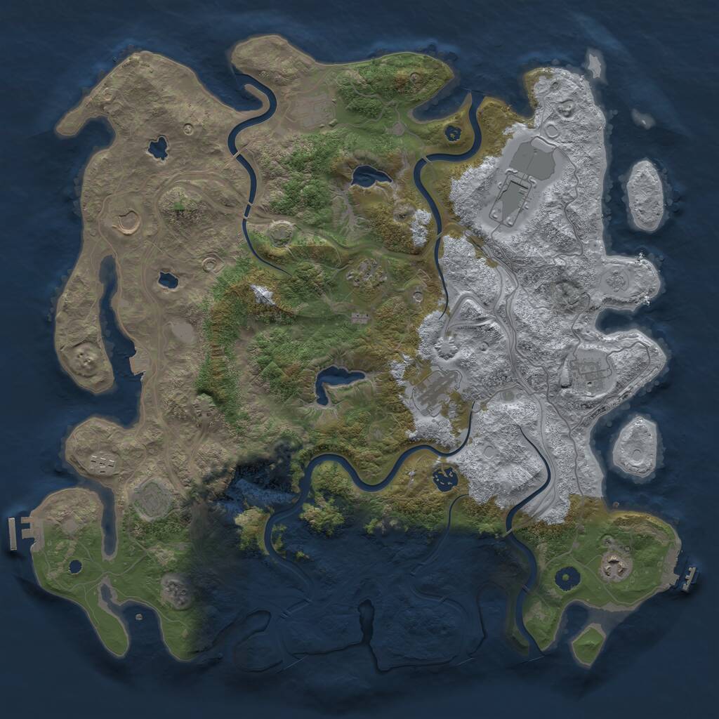 Rust Map: Procedural Map, Size: 4500, Seed: 72141343, 16 Monuments