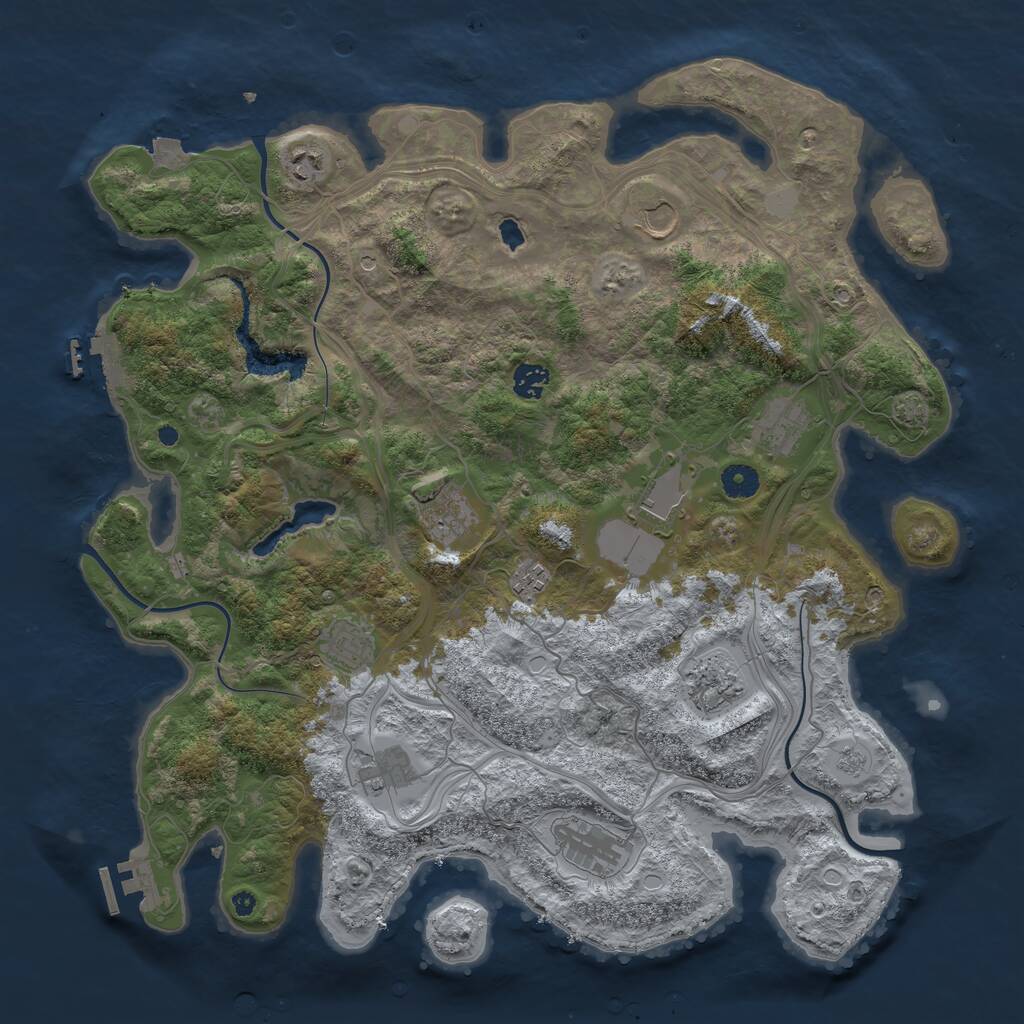 Rust Map: Procedural Map, Size: 4250, Seed: 1133922792, 17 Monuments