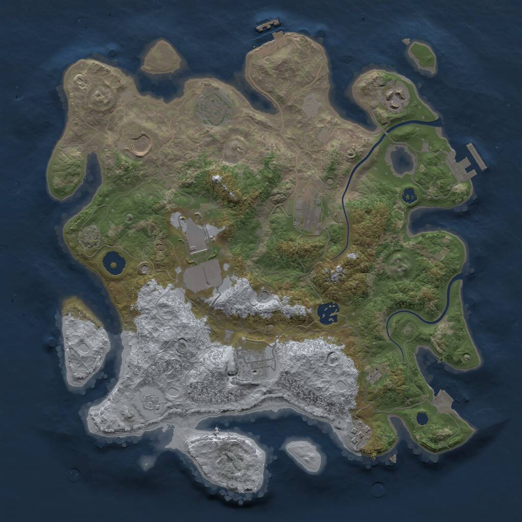 Rust Map: Procedural Map, Size: 3500, Seed: 1356294553, 14 Monuments