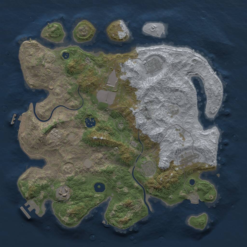 Rust Map: Procedural Map, Size: 3500, Seed: 789900140, 13 Monuments