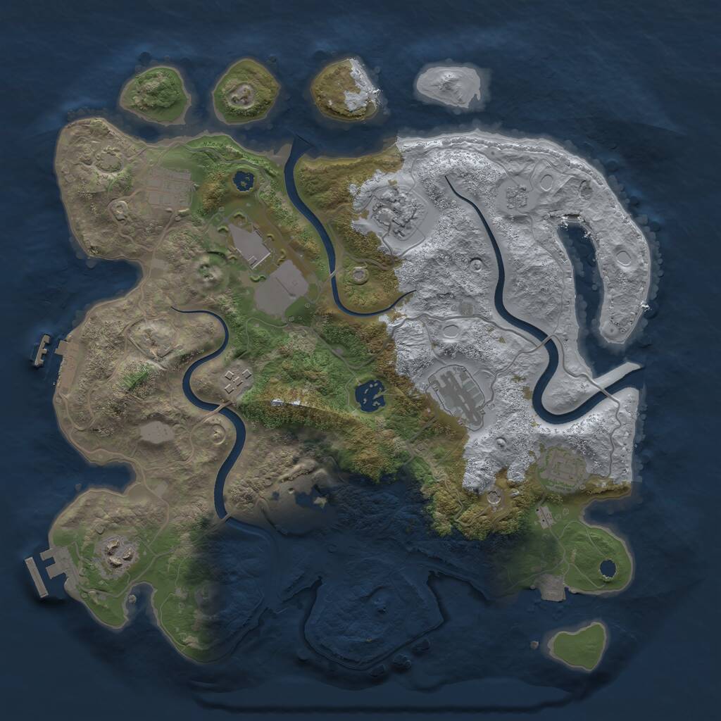 Rust Map: Procedural Map, Size: 3500, Seed: 789900140, 15 Monuments