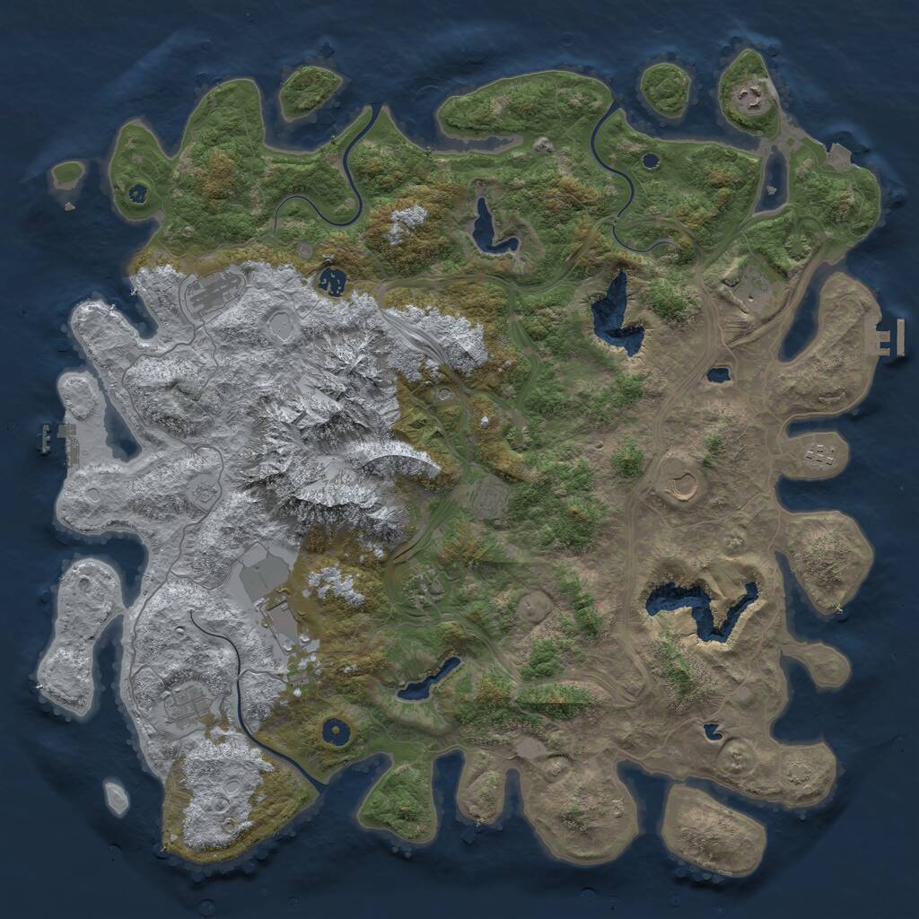 Rust Map: Procedural Map, Size: 5000, Seed: 574636, 16 Monuments