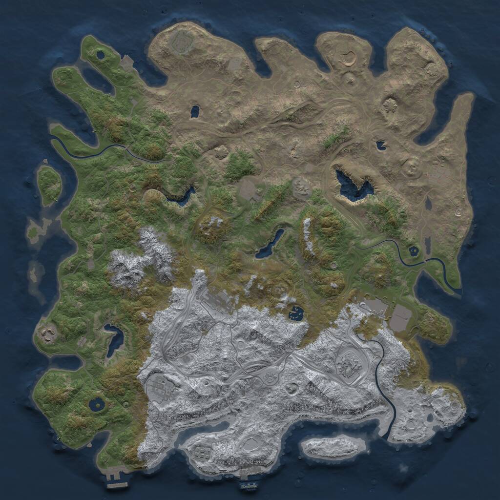 Rust Map: Procedural Map, Size: 5000, Seed: 1470072224, 17 Monuments