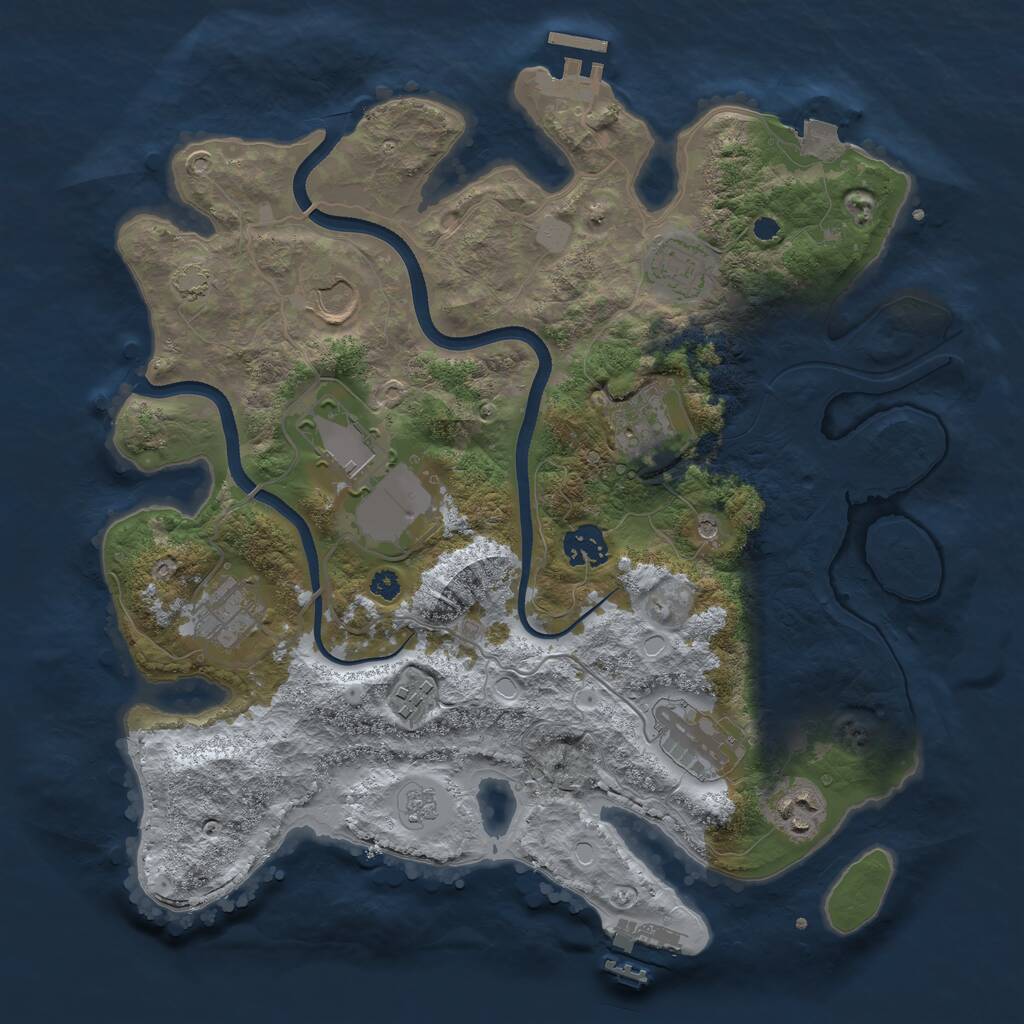 Rust Map: Procedural Map, Size: 3500, Seed: 1999503113, 15 Monuments