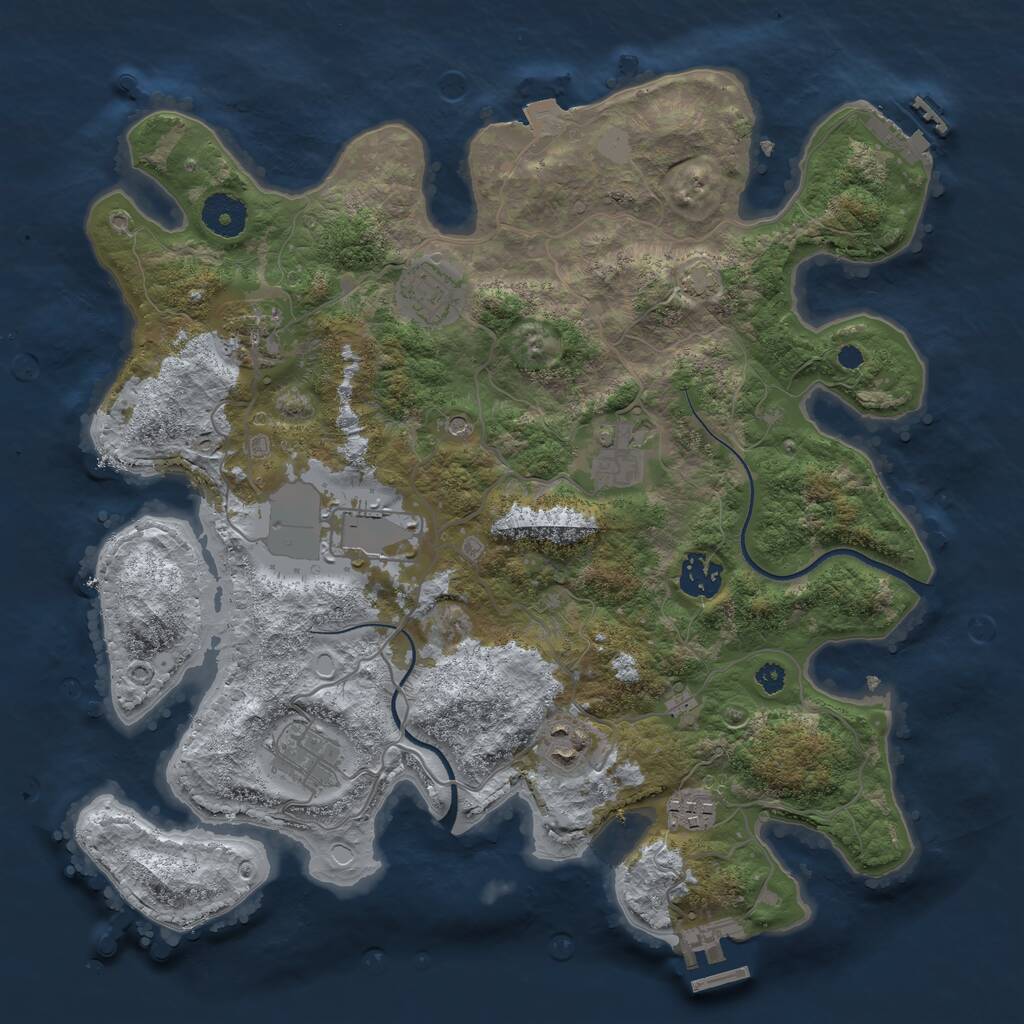 Rust Map: Procedural Map, Size: 3500, Seed: 1073119603, 13 Monuments