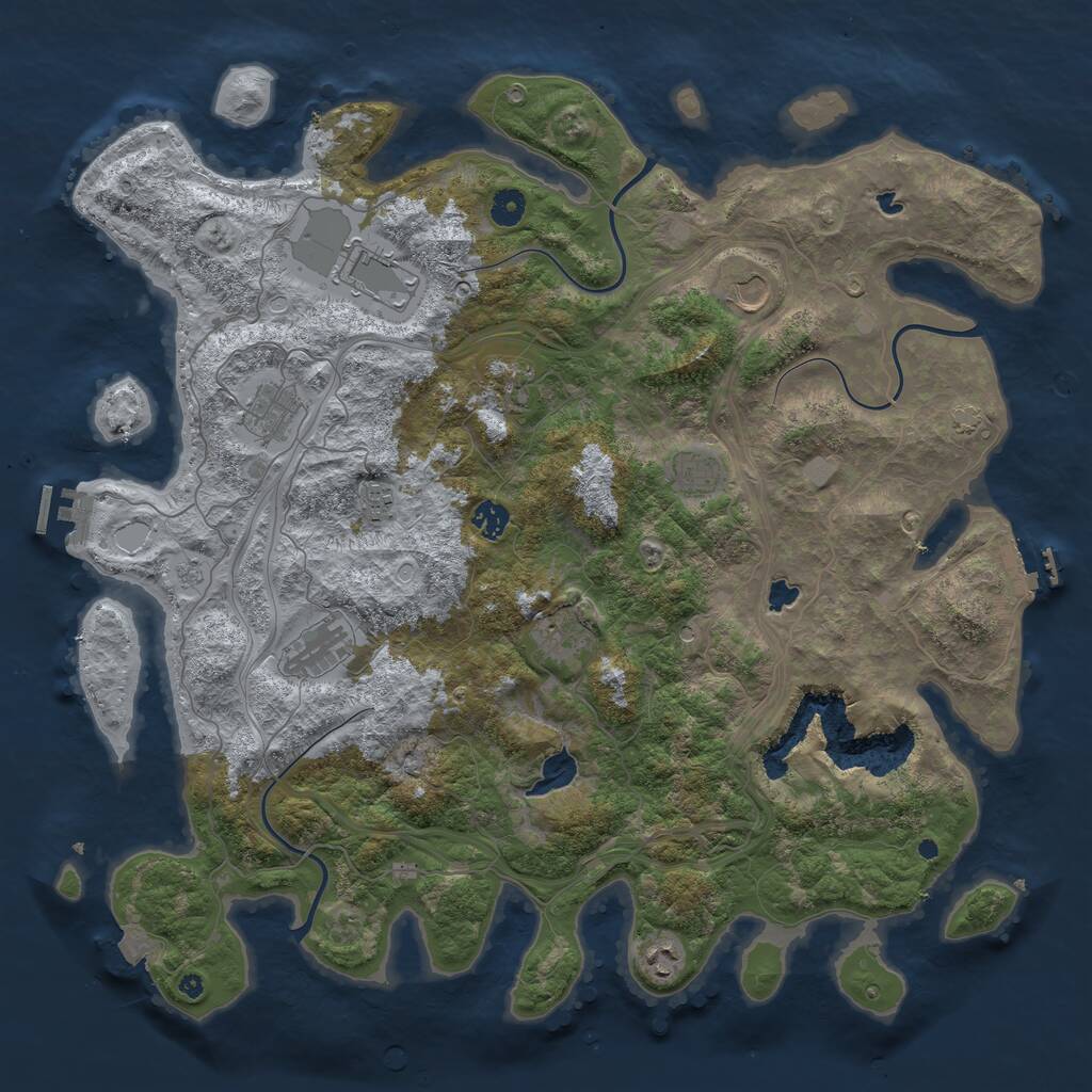 Rust Map: Procedural Map, Size: 4500, Seed: 642257, 16 Monuments