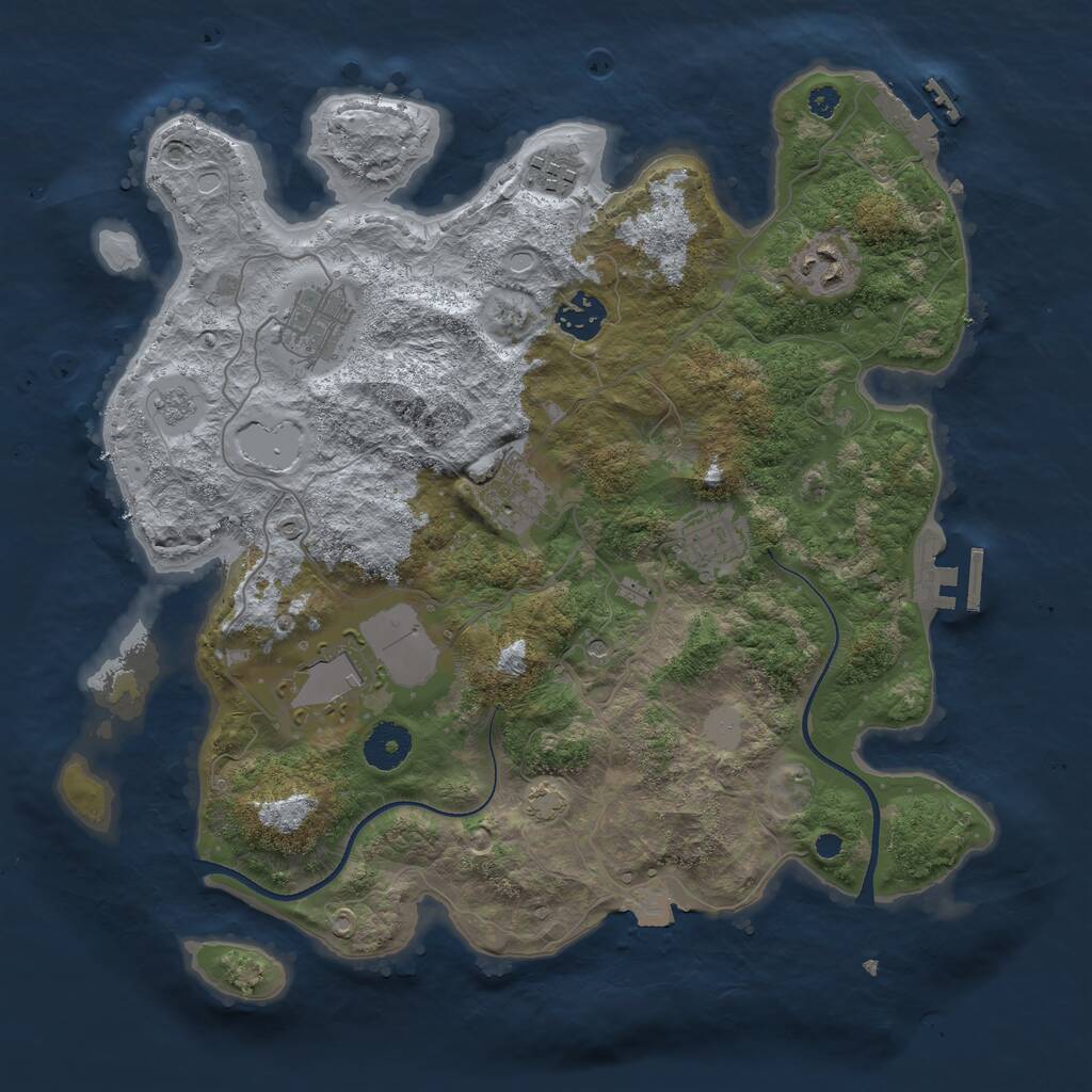 Rust Map: Procedural Map, Size: 3500, Seed: 1467259036, 13 Monuments