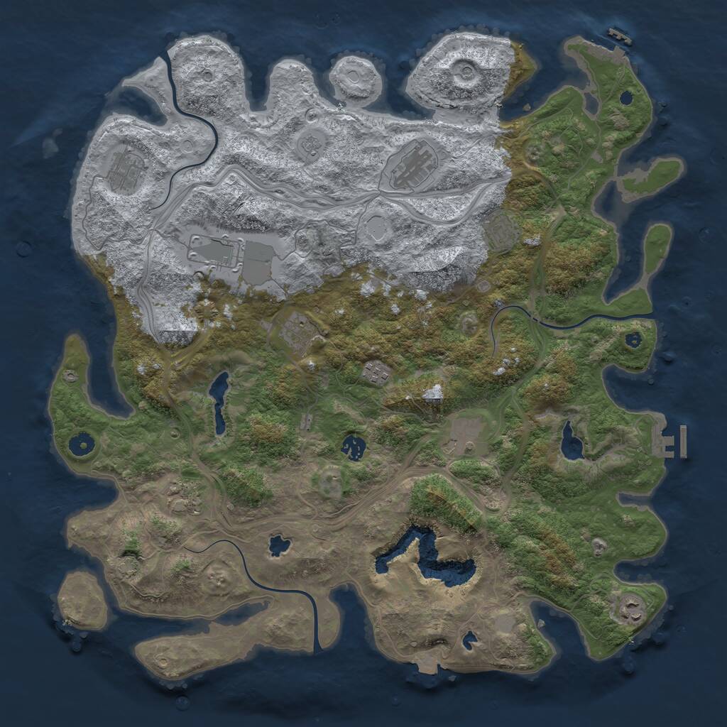 Rust Map: Procedural Map, Size: 4500, Seed: 1340084924, 16 Monuments