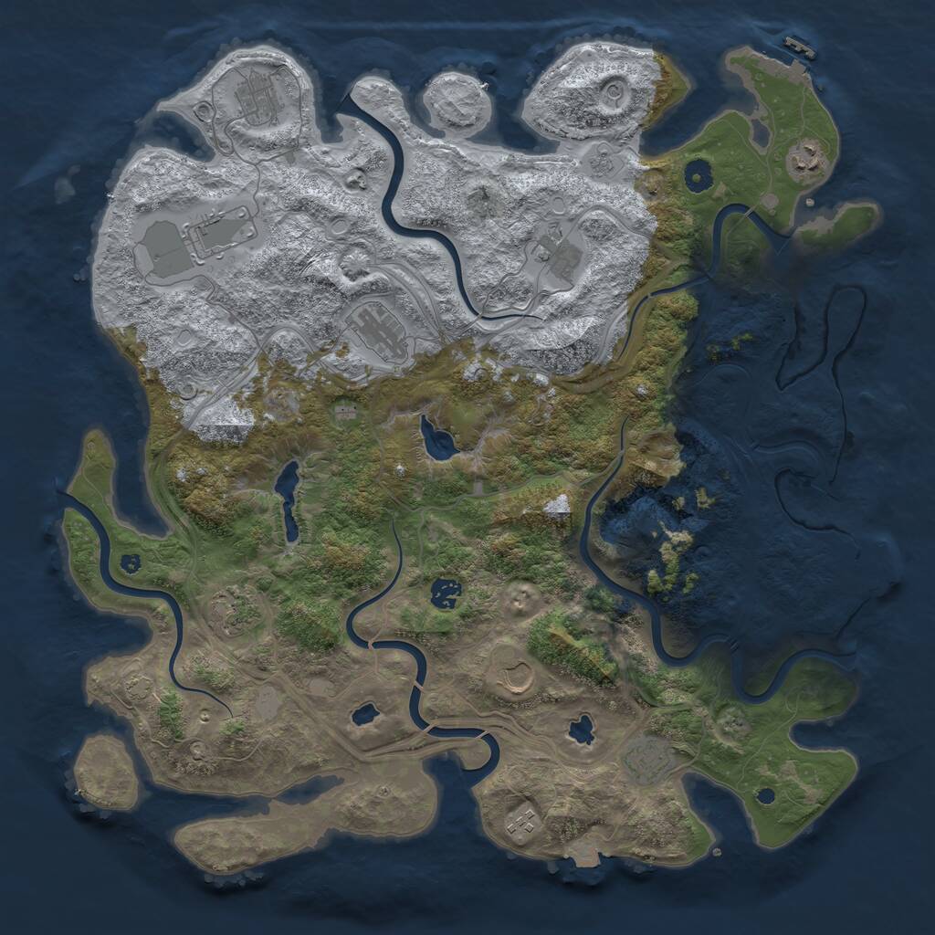 Rust Map: Procedural Map, Size: 4500, Seed: 1340084924, 18 Monuments