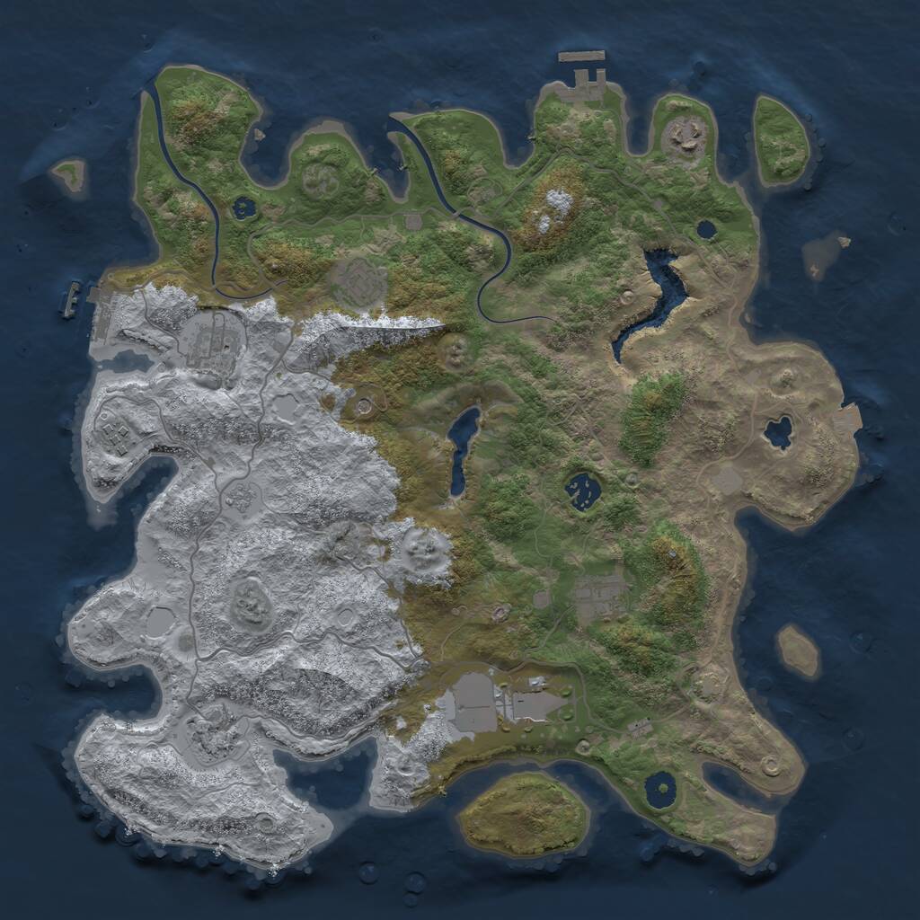 Rust Map: Procedural Map, Size: 4000, Seed: 694949, 14 Monuments