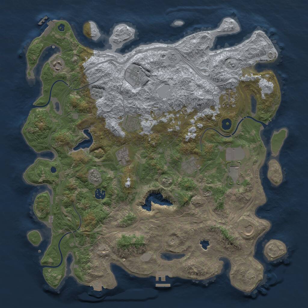 Rust Map: Procedural Map, Size: 4250, Seed: 56243878, 16 Monuments