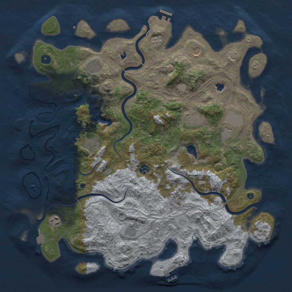 Rust Map: Procedural Map, Size: 4500, Seed: 12927420, 16 Monuments