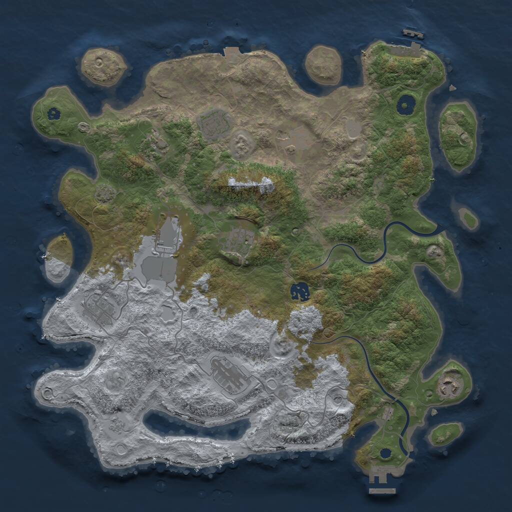 Rust Map: Procedural Map, Size: 3900, Seed: 895193111, 15 Monuments