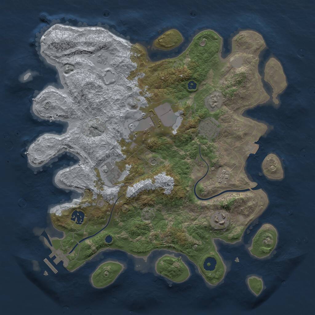 Rust Map: Procedural Map, Size: 3500, Seed: 1710, 11 Monuments