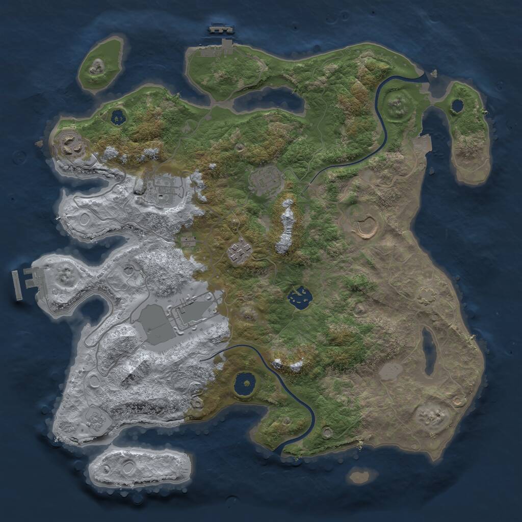 Rust Map: Procedural Map, Size: 3500, Seed: 276508152, 13 Monuments