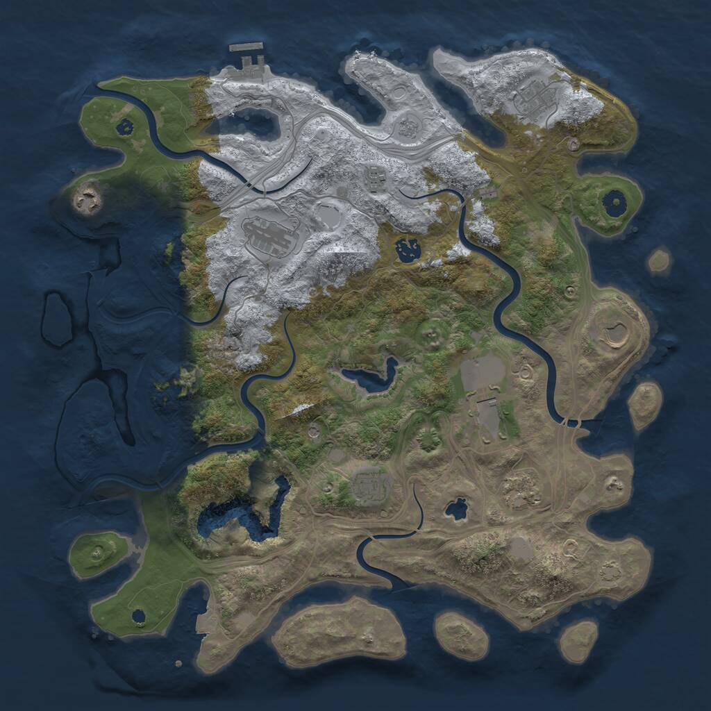 Rust Map: Procedural Map, Size: 4250, Seed: 598244854, 14 Monuments