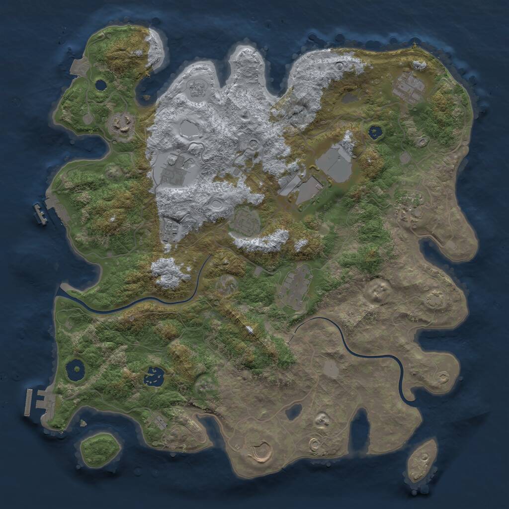 Rust Map: Procedural Map, Size: 3750, Seed: 1374664616, 16 Monuments