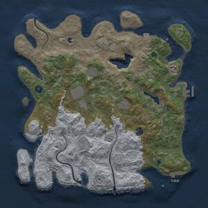 Thumbnail Rust Map: Procedural Map, Size: 4096, Seed: 63887, 14 Monuments