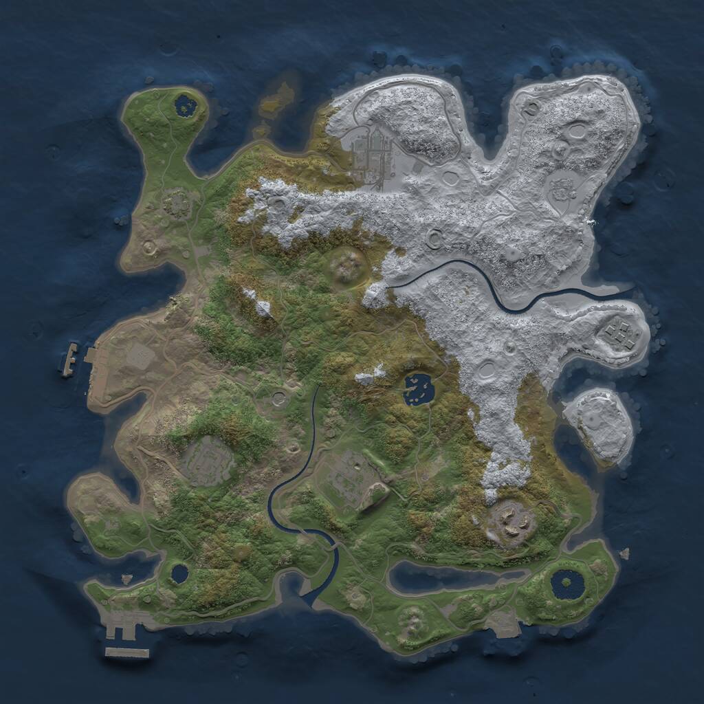 Rust Map: Procedural Map, Size: 3250, Seed: 1483858777, 12 Monuments