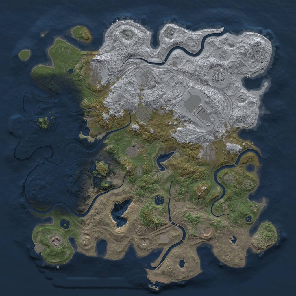 Rust Map: Procedural Map, Size: 4500, Seed: 245887310, 17 Monuments