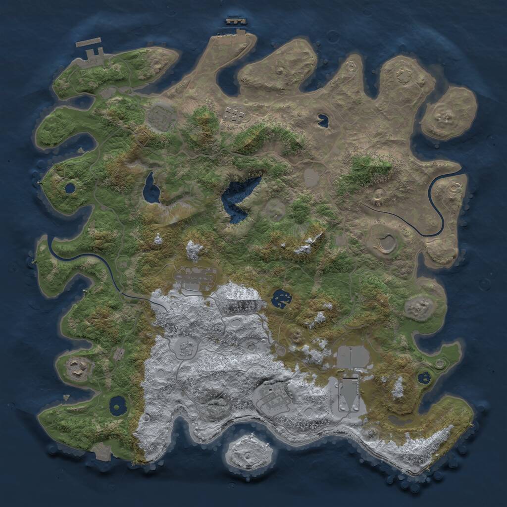 Rust Map: Procedural Map, Size: 4000, Seed: 429087214, 14 Monuments