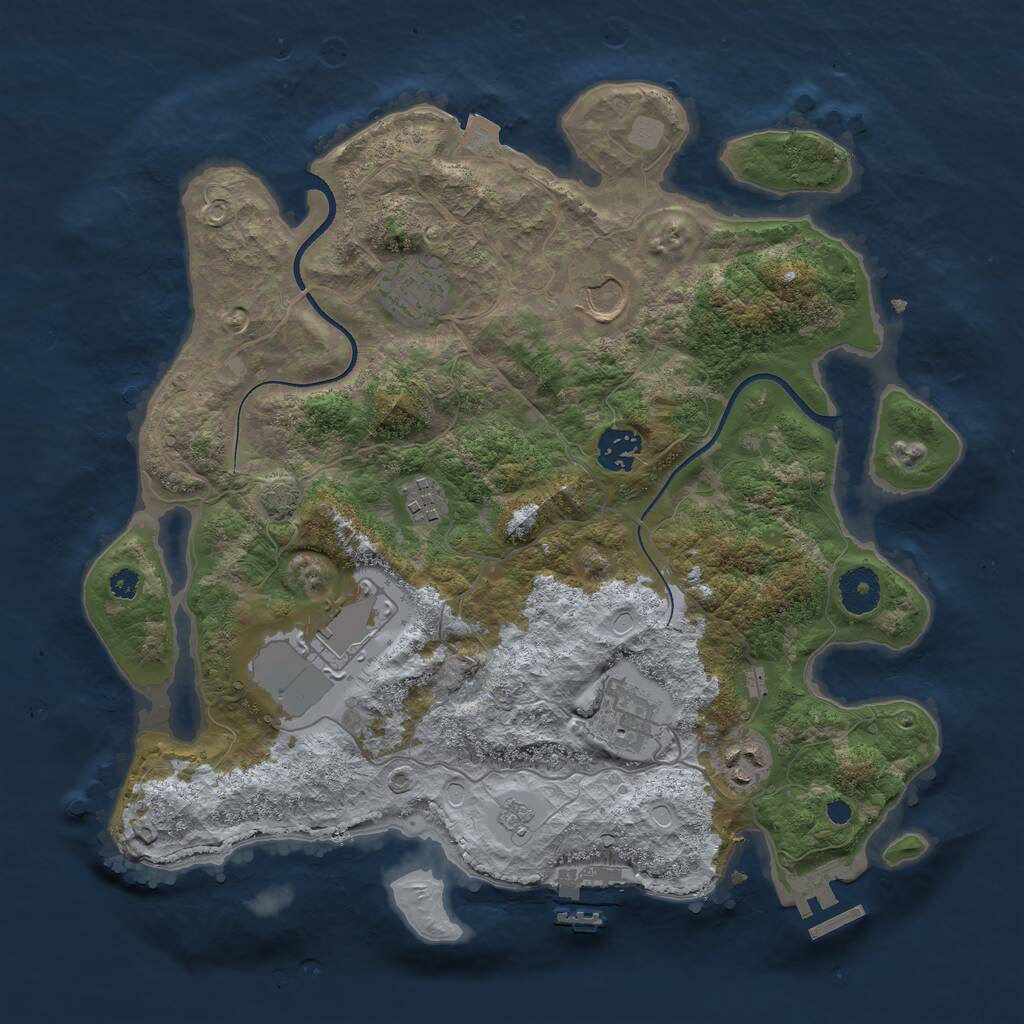 Rust Map: Procedural Map, Size: 3500, Seed: 712158705, 12 Monuments