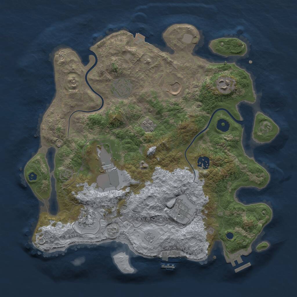 Rust Map: Procedural Map, Size: 3500, Seed: 712158705, 14 Monuments