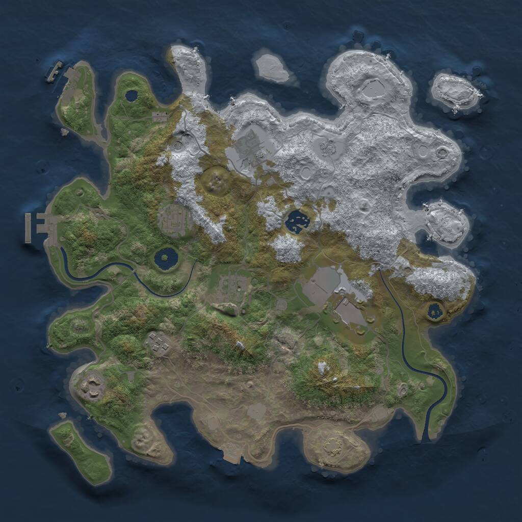 Rust Map: Procedural Map, Size: 3500, Seed: 78947, 13 Monuments