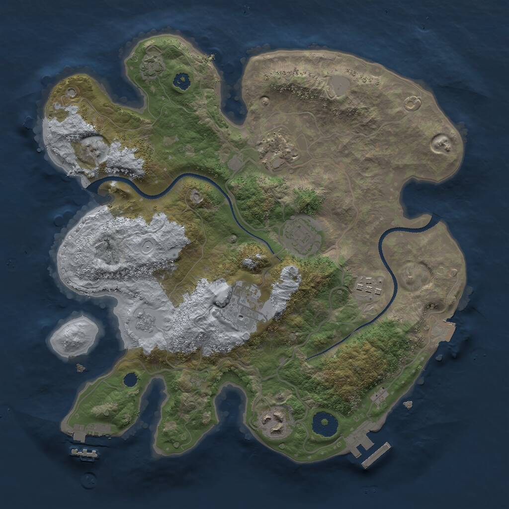 Rust Map: Procedural Map, Size: 3000, Seed: 81847, 10 Monuments