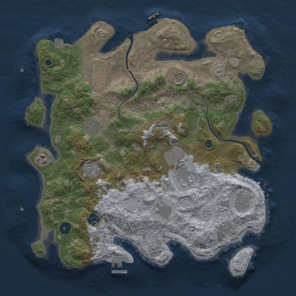 Rust Map: Procedural Map, Size: 3850, Seed: 549462970, 16 Monuments