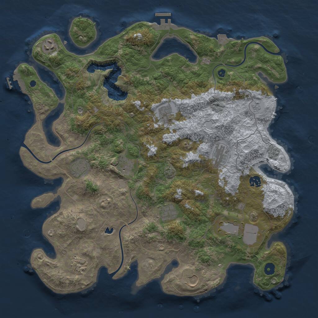 Rust Map: Procedural Map, Size: 4096, Seed: 1338145155, 17 Monuments