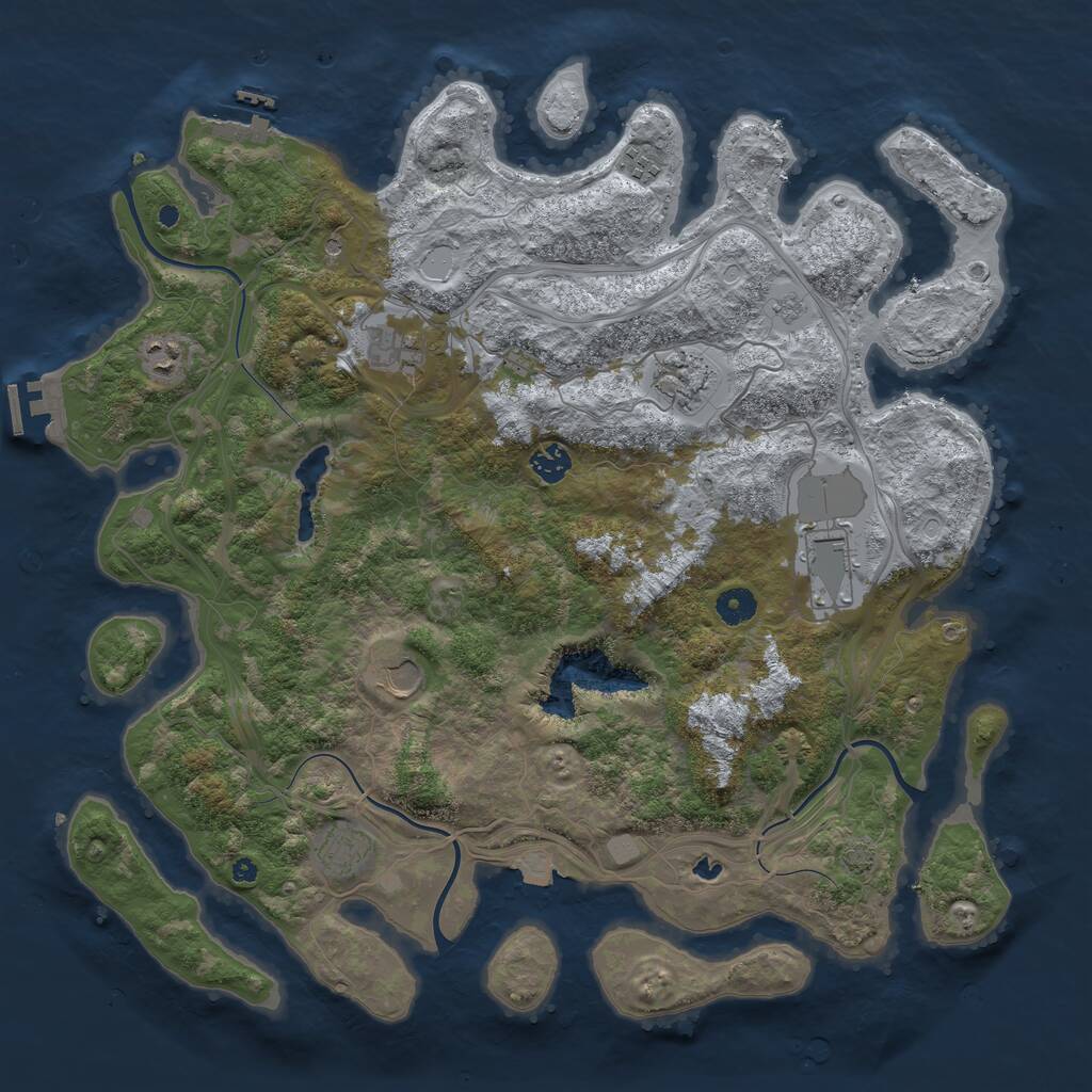 Rust Map: Procedural Map, Size: 4300, Seed: 345822, 14 Monuments