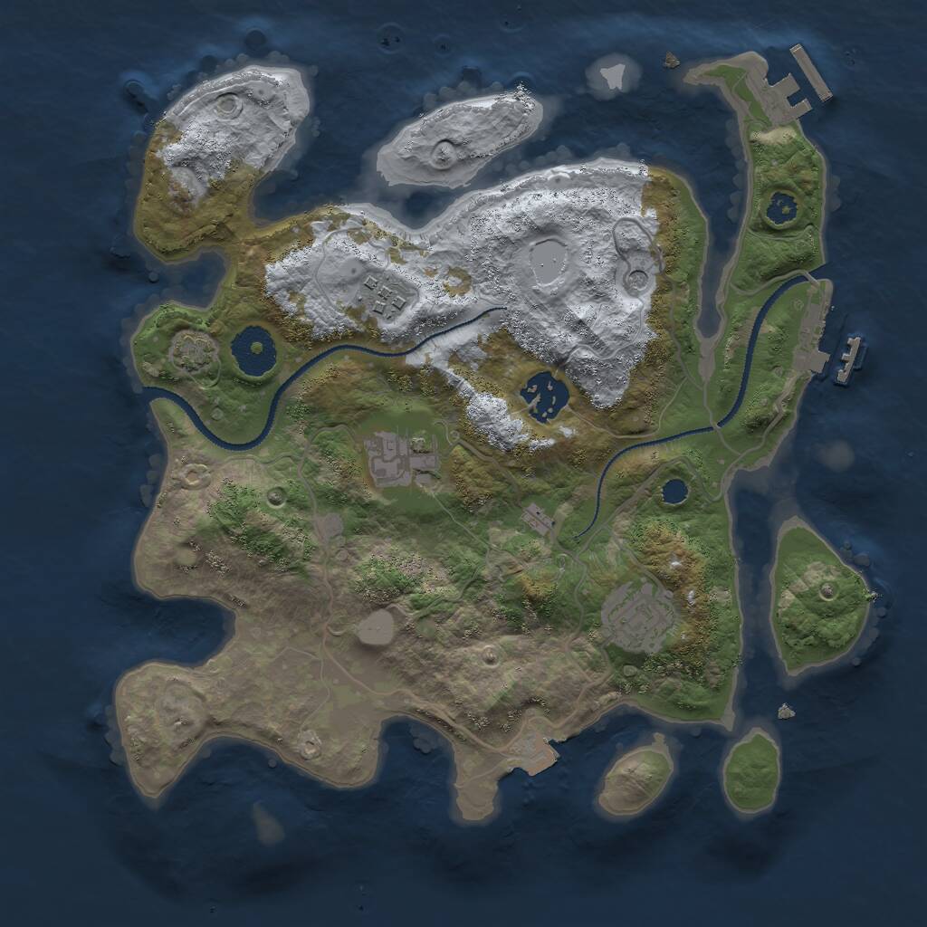 Rust Map: Procedural Map, Size: 3000, Seed: 2040120417, 9 Monuments