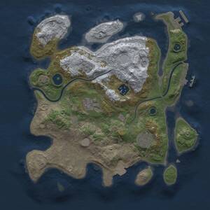 Thumbnail Rust Map: Procedural Map, Size: 3000, Seed: 2040120417, 9 Monuments