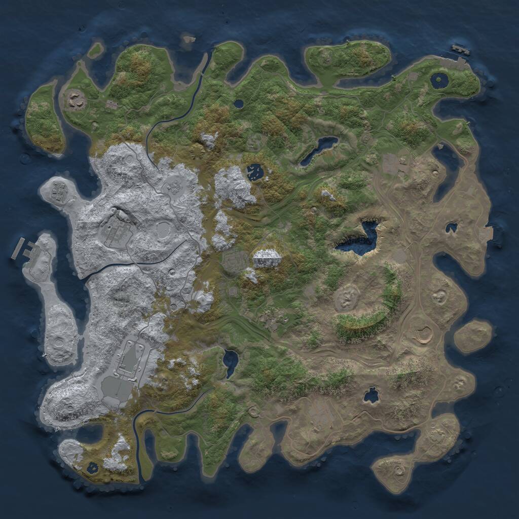 Rust Map: Procedural Map, Size: 4500, Seed: 553930589, 16 Monuments