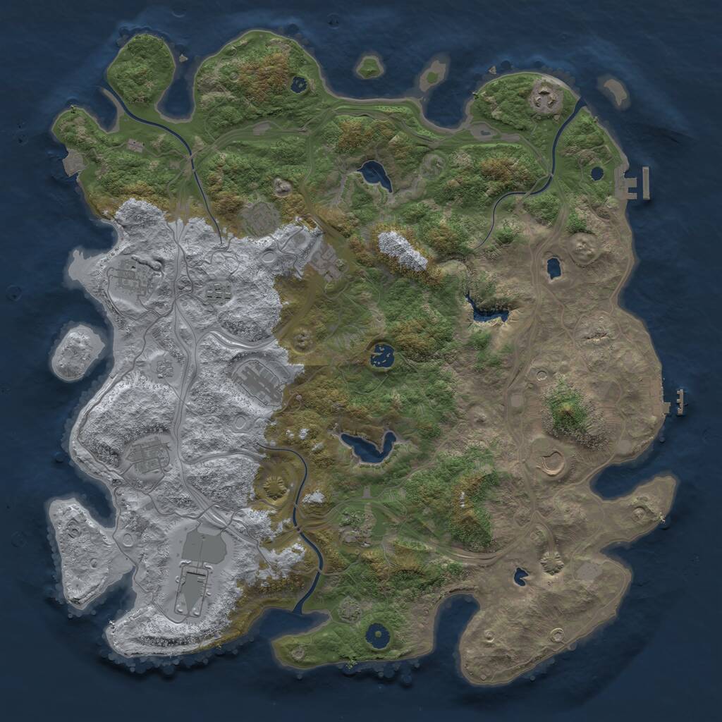 Rust Map: Procedural Map, Size: 4500, Seed: 1689500713, 17 Monuments