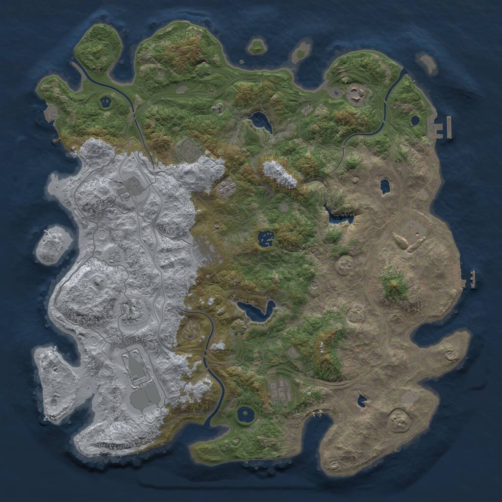Rust Map: Procedural Map, Size: 4500, Seed: 1689500713, 16 Monuments