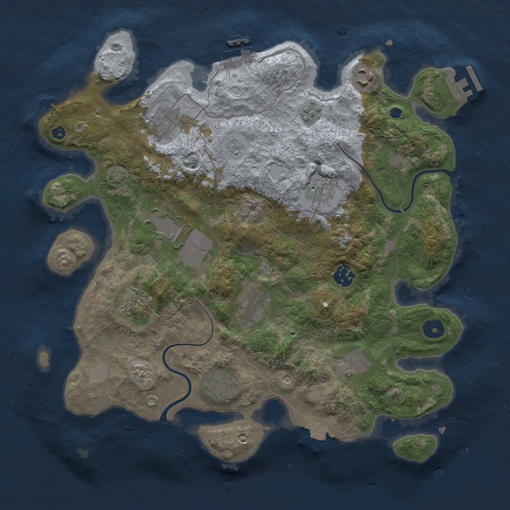 Rust Map: Procedural Map, Size: 3750, Seed: 580279185, 16 Monuments