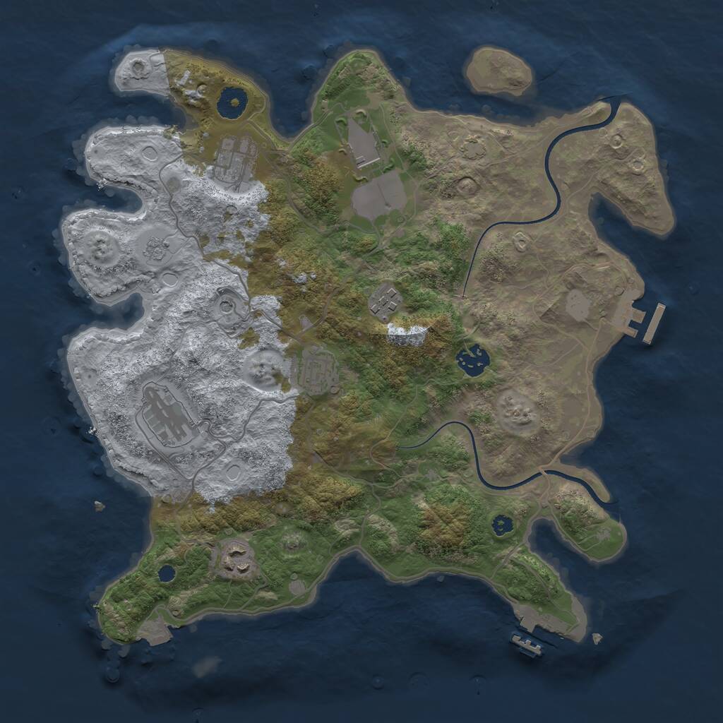 Rust Map: Procedural Map, Size: 3500, Seed: 2114324950, 13 Monuments