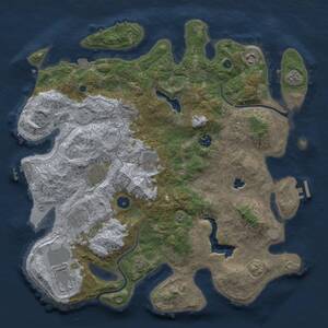 Thumbnail Rust Map: Procedural Map, Size: 4000, Seed: 1677757800, 13 Monuments