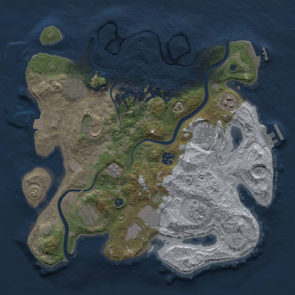 Rust Map: Procedural Map, Size: 3500, Seed: 286435809, 15 Monuments