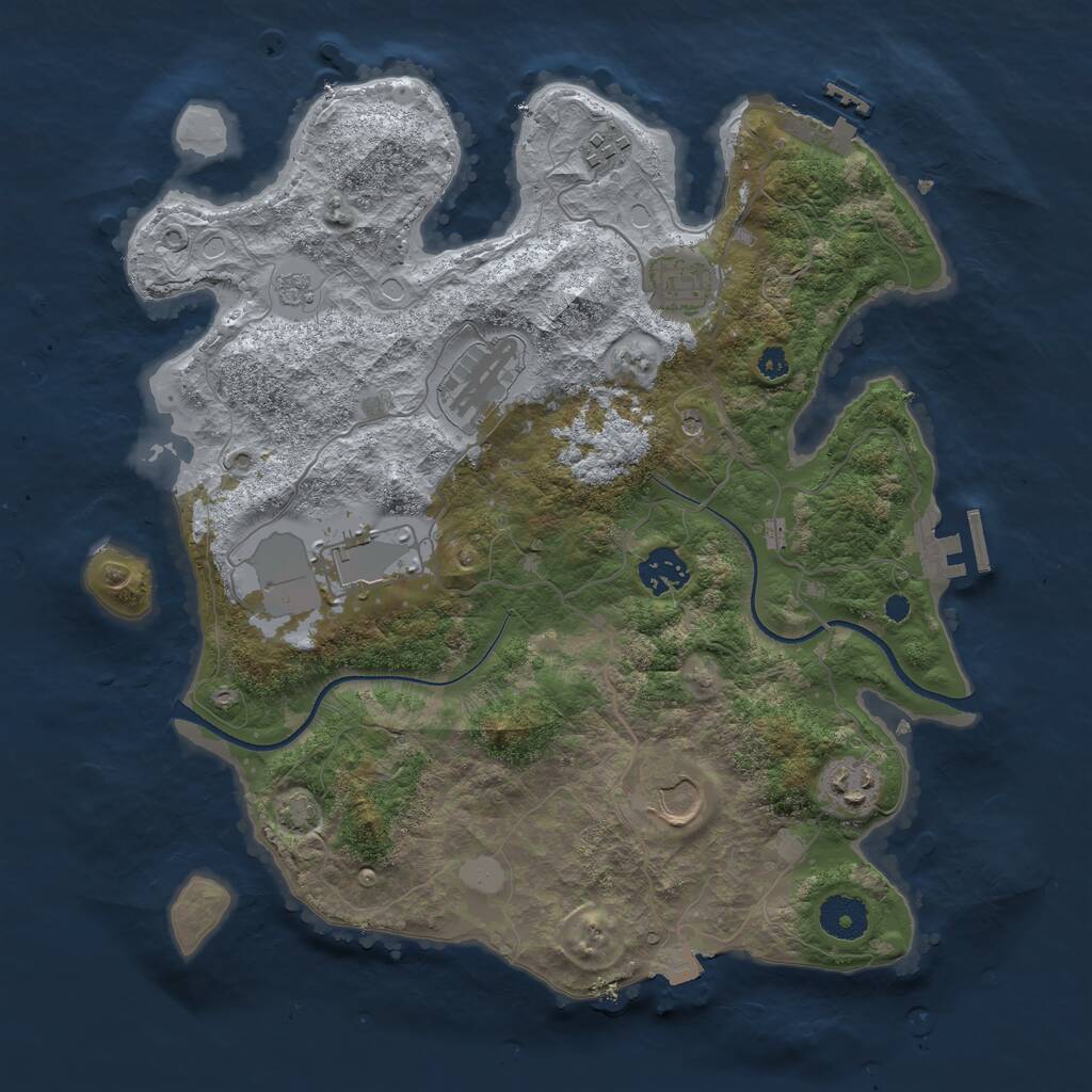 Rust Map: Procedural Map, Size: 3500, Seed: 1015577110, 13 Monuments