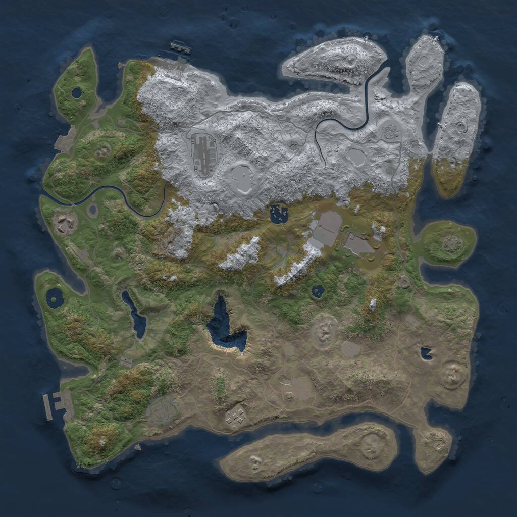 Rust Map: Procedural Map, Size: 4000, Seed: 1010101010, 13 Monuments