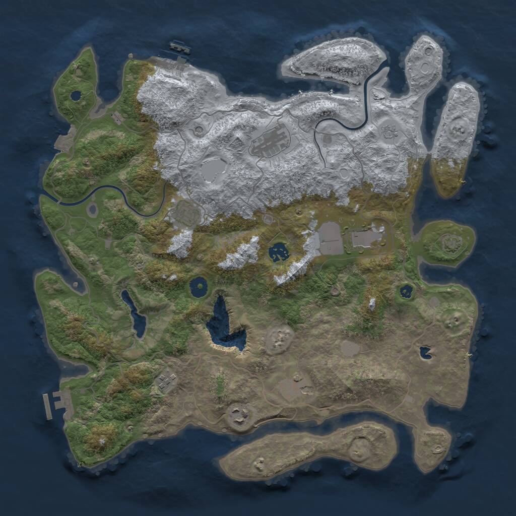 Rust Map: Procedural Map, Size: 4000, Seed: 1010101010, 13 Monuments