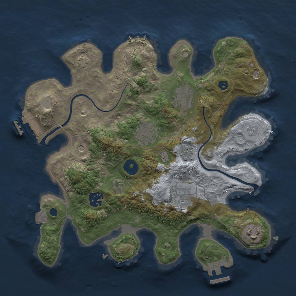 Rust Map: Procedural Map, Size: 3000, Seed: 1243119039, 12 Monuments