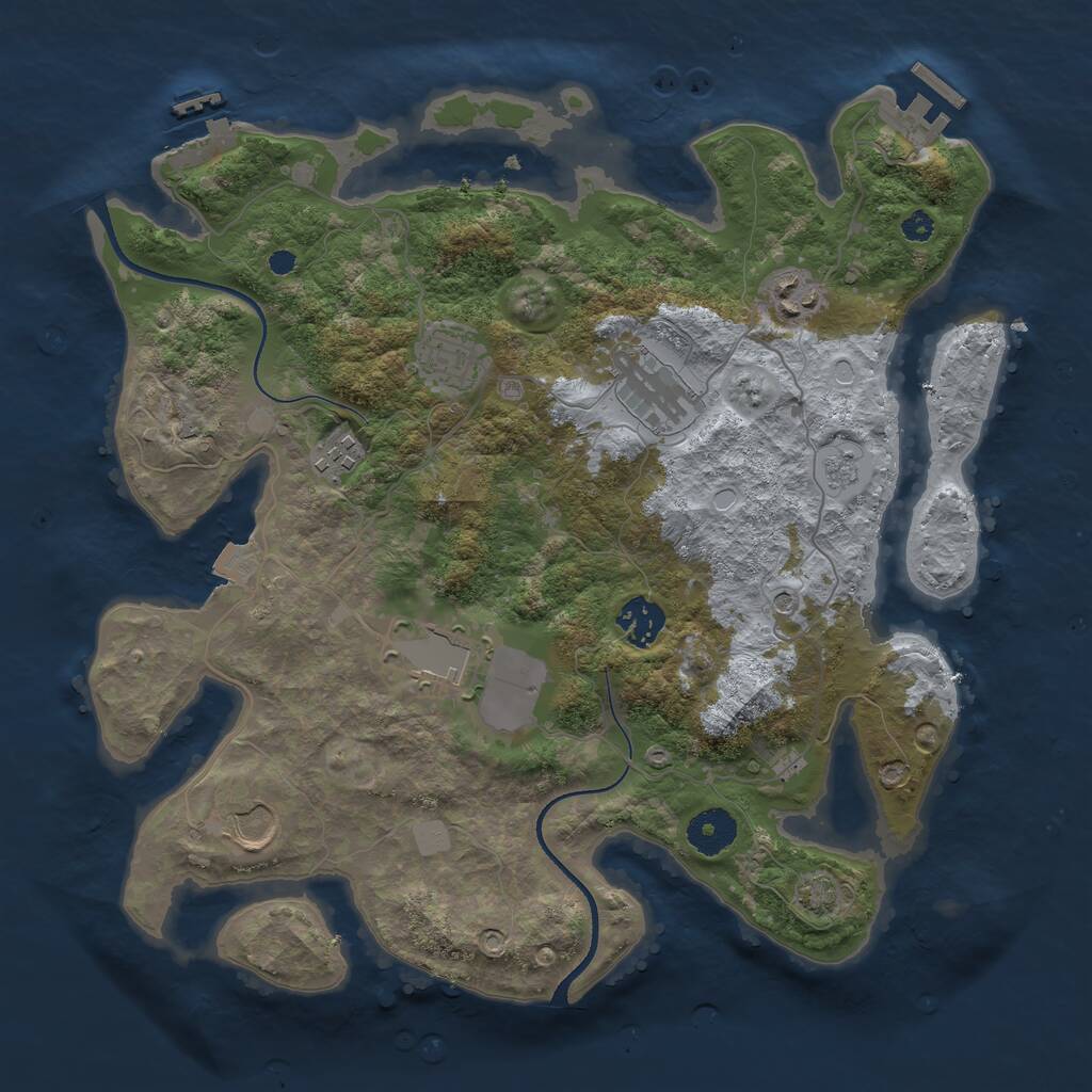 Rust Map: Procedural Map, Size: 3500, Seed: 1736896653, 13 Monuments