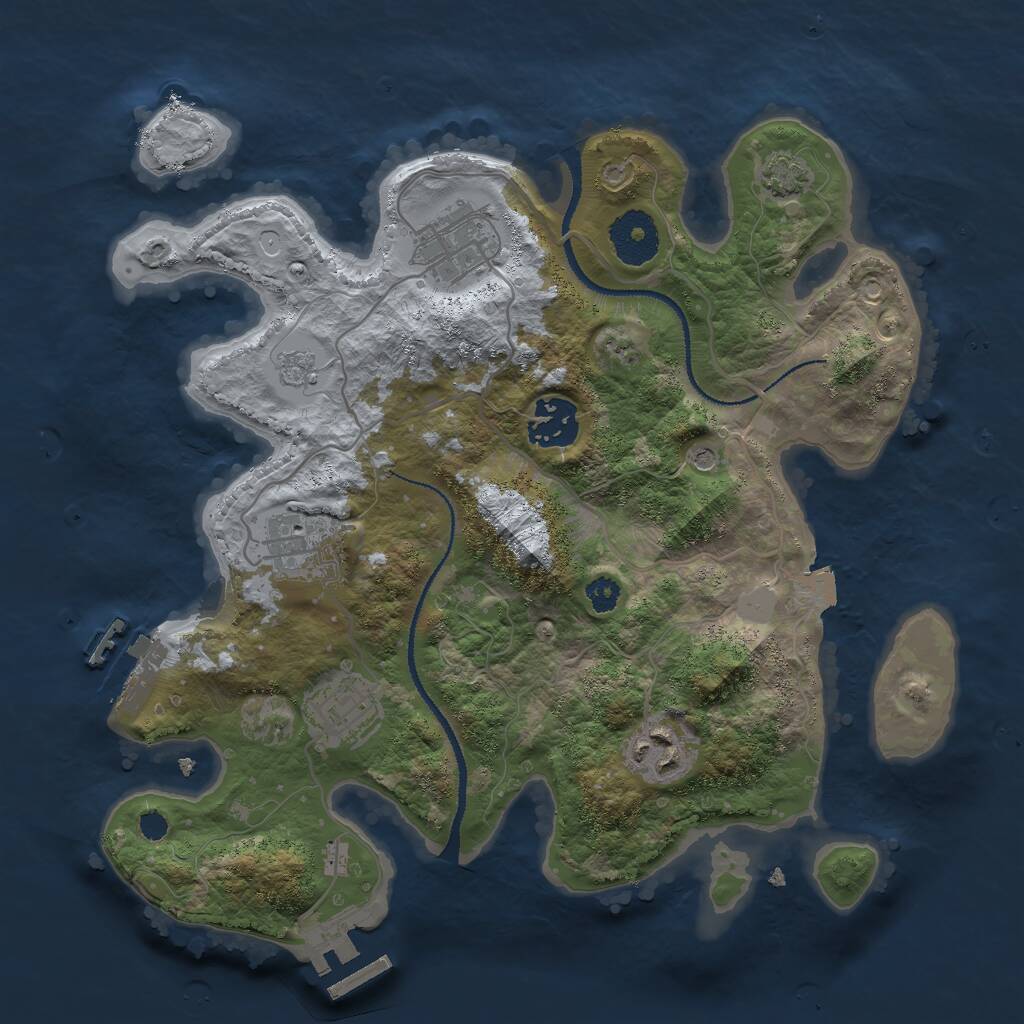 Rust Map: Procedural Map, Size: 3000, Seed: 1042281487, 11 Monuments