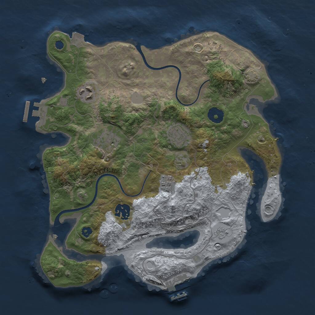 Rust Map: Procedural Map, Size: 3000, Seed: 1272415596, 10 Monuments