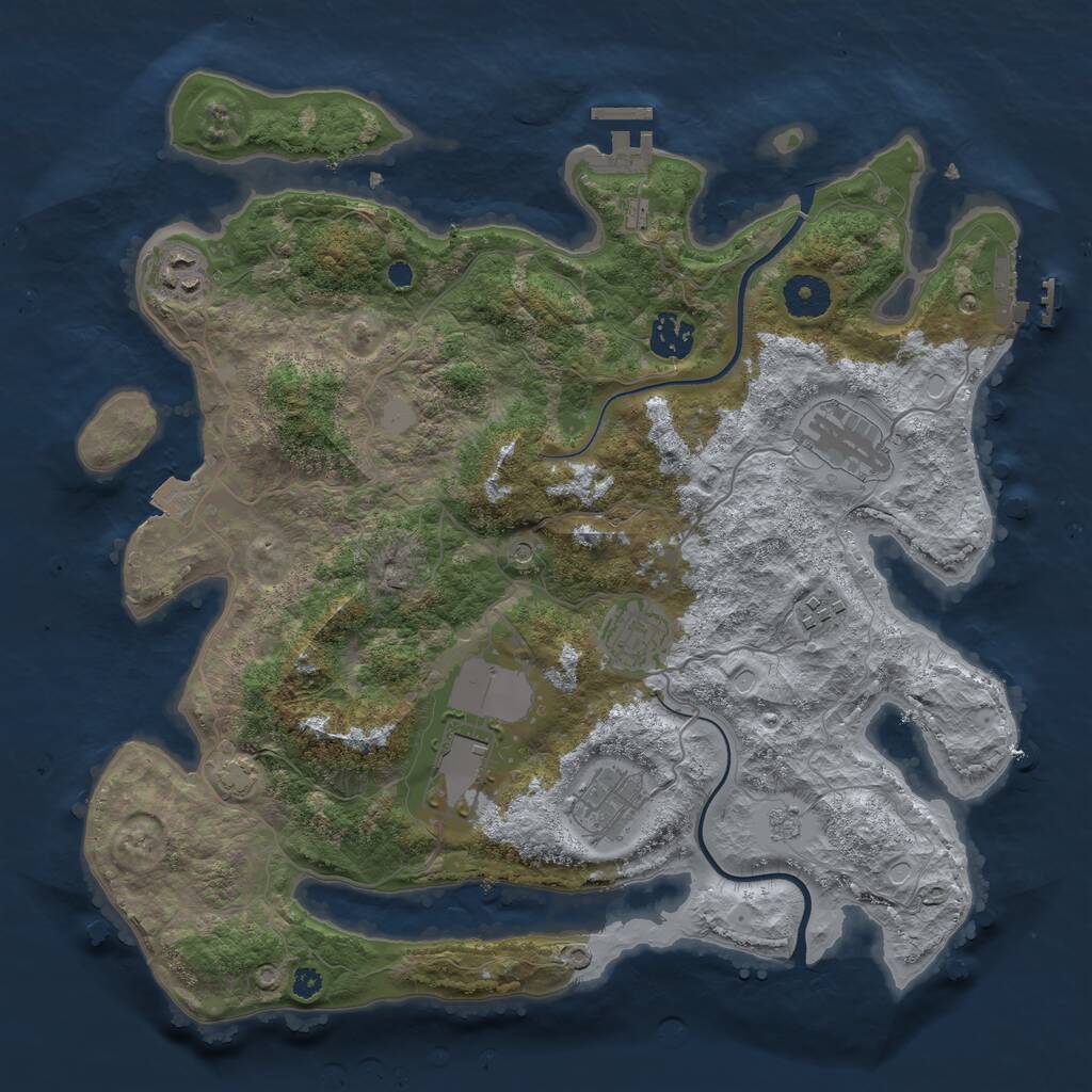 Rust Map: Procedural Map, Size: 3600, Seed: 1038, 13 Monuments