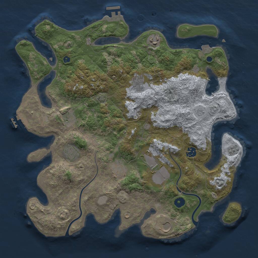 Rust Map: Procedural Map, Size: 3800, Seed: 1338145155, 15 Monuments